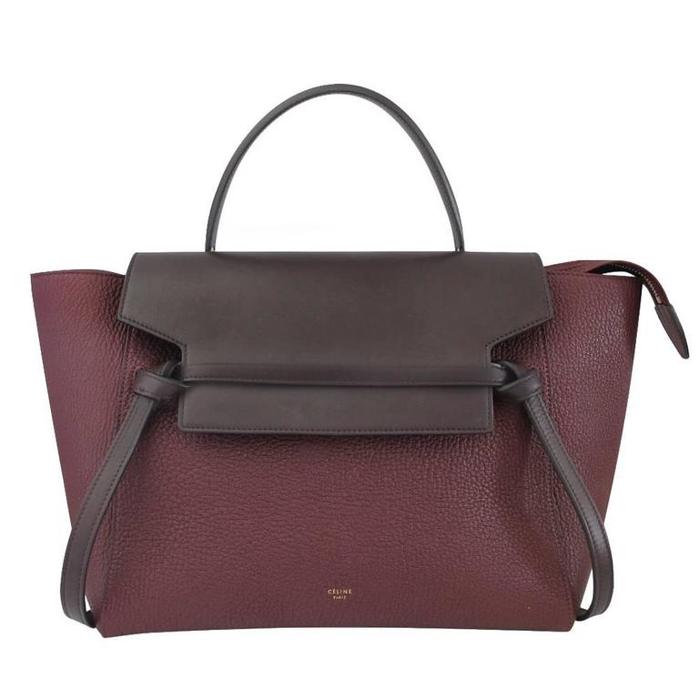 Celine Medium Plum Belt Bag Grained Leather Handbag at 1stDibs | celine ...