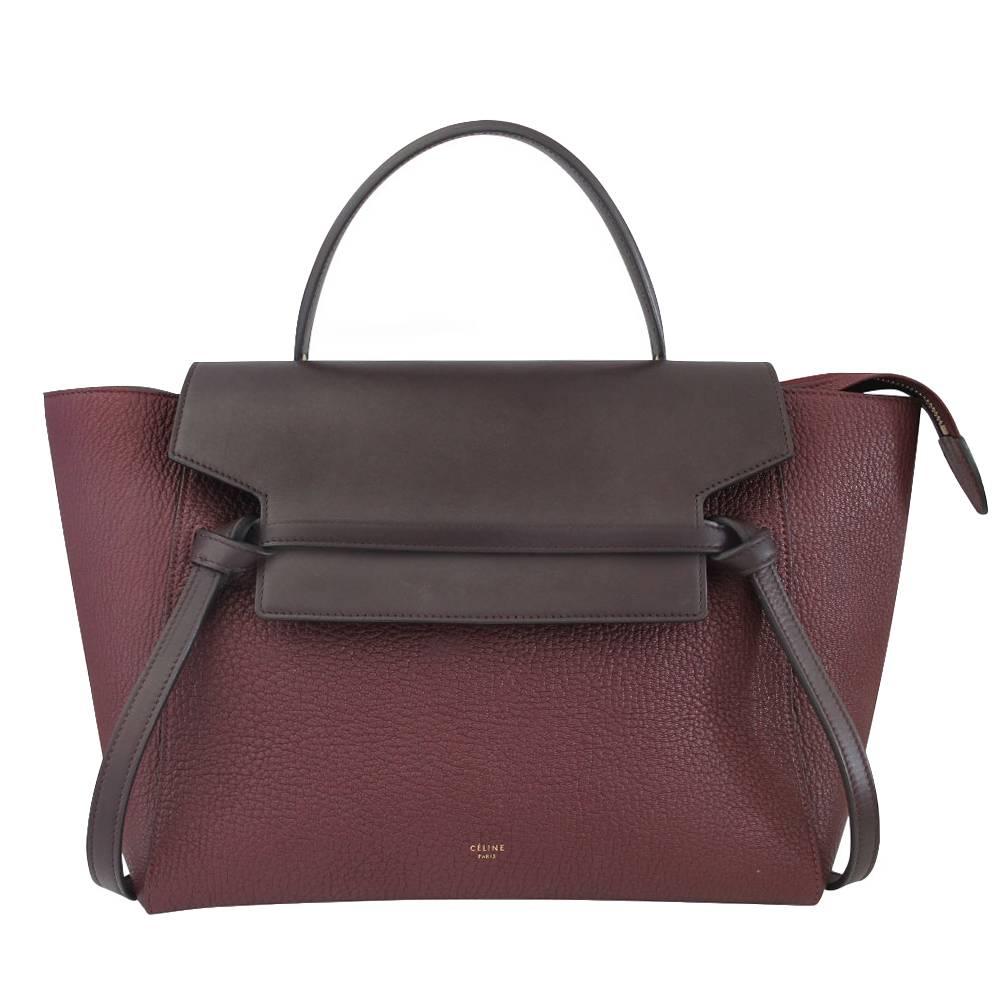 Celine Medium Plum Belt Bag Grained Leather Handbag