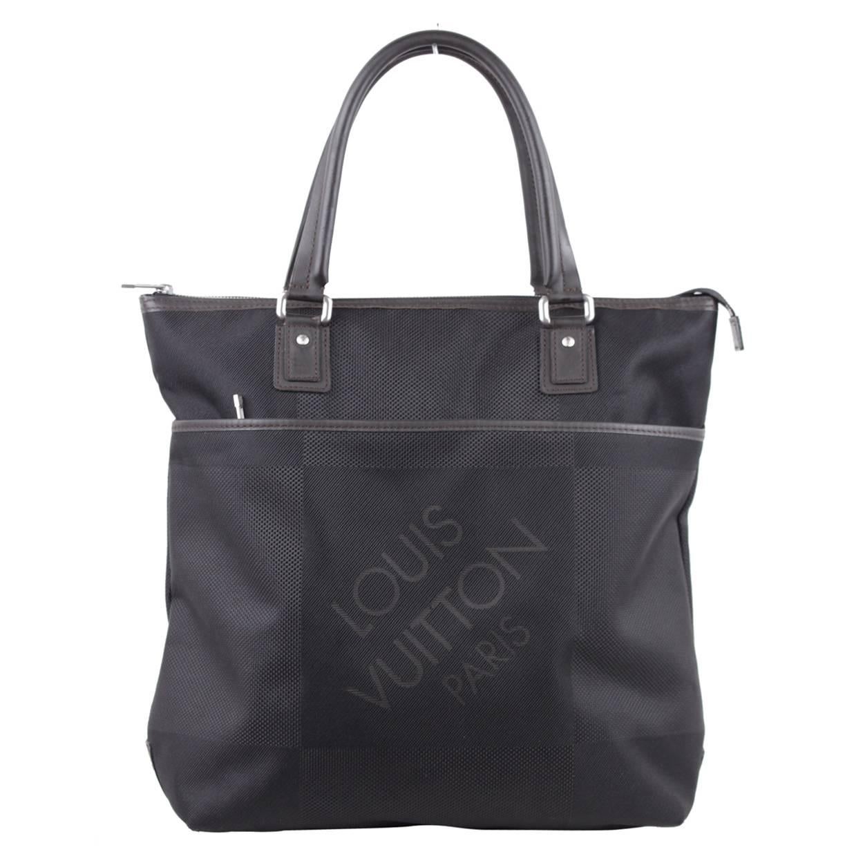 LOUIS VUITTON Black DAMIER GEANT Canvas COUGAR TOTE Top HandBAG