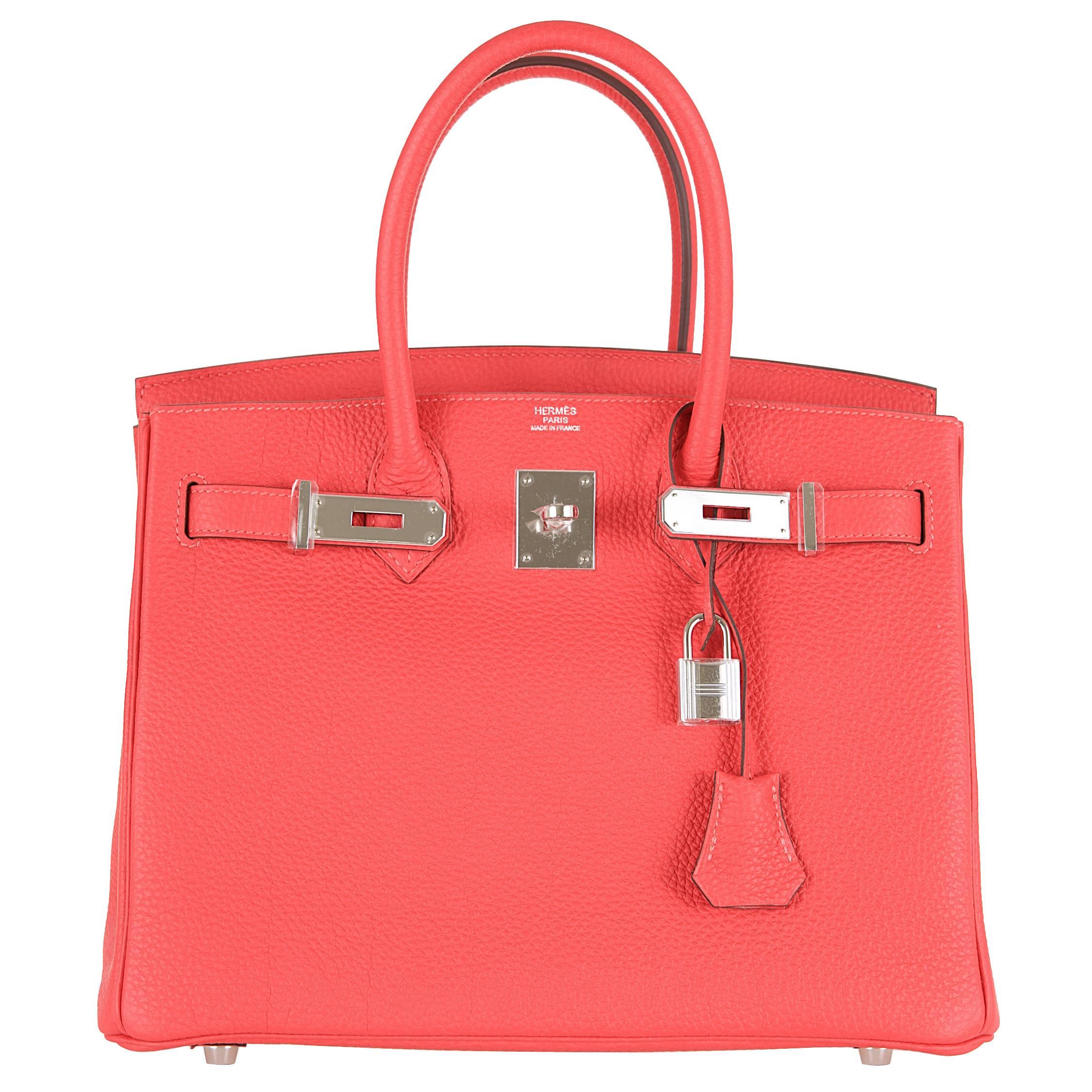 Hermes Birkin Bag 30cm Rouge Pivoine with Palladium Hardware JaneFinds For Sale