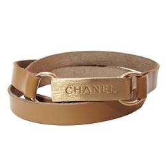 Chanel Skinny Leather Belt with Gold Buckle