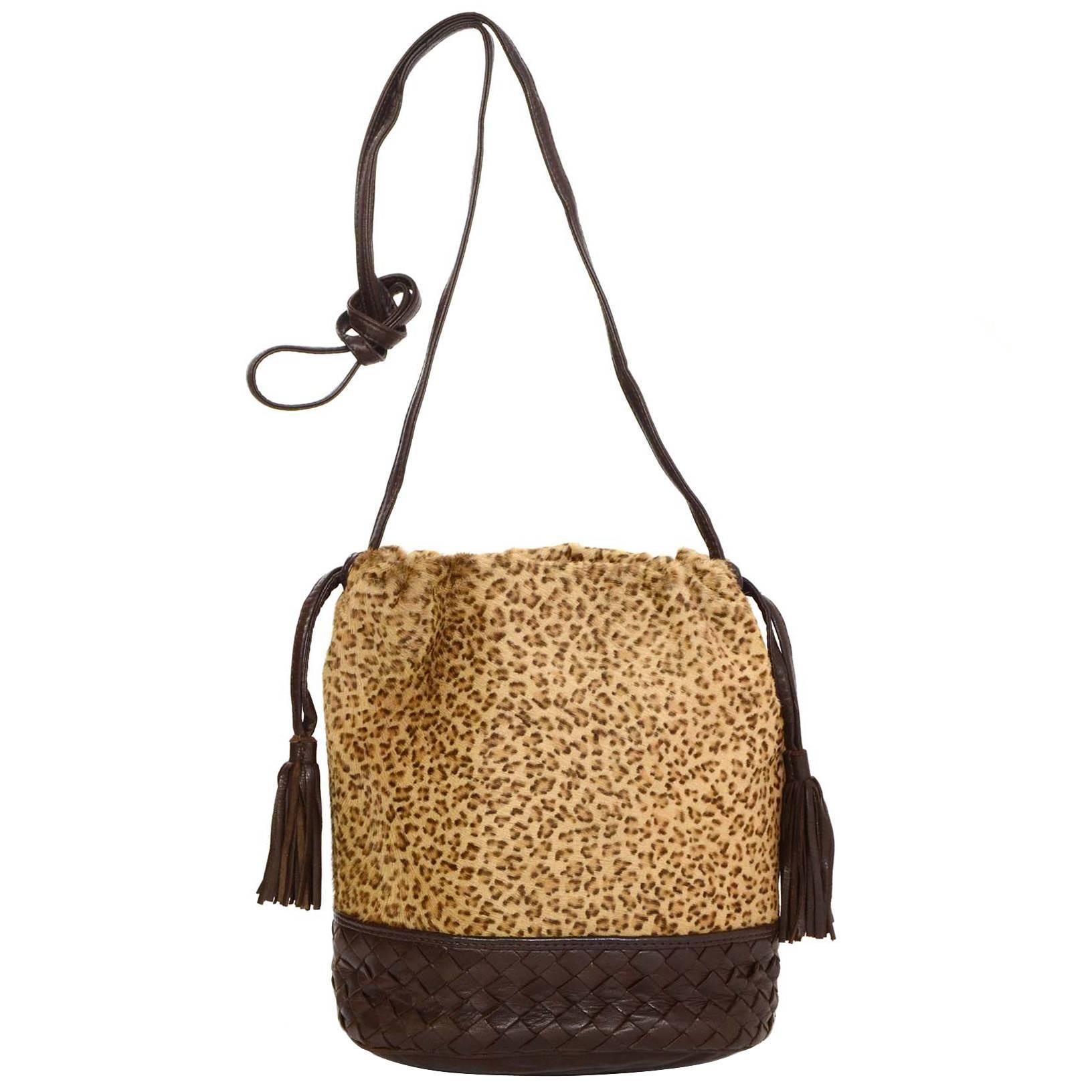  Bottega Veneta Vintage Leopard Ponyhair Crossbody Bag