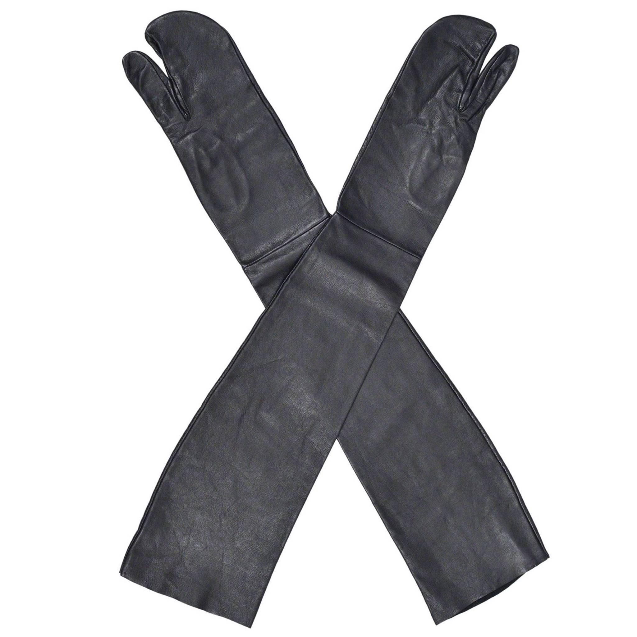 Maison Martin Margiela Black Leather Tabi Gloves 