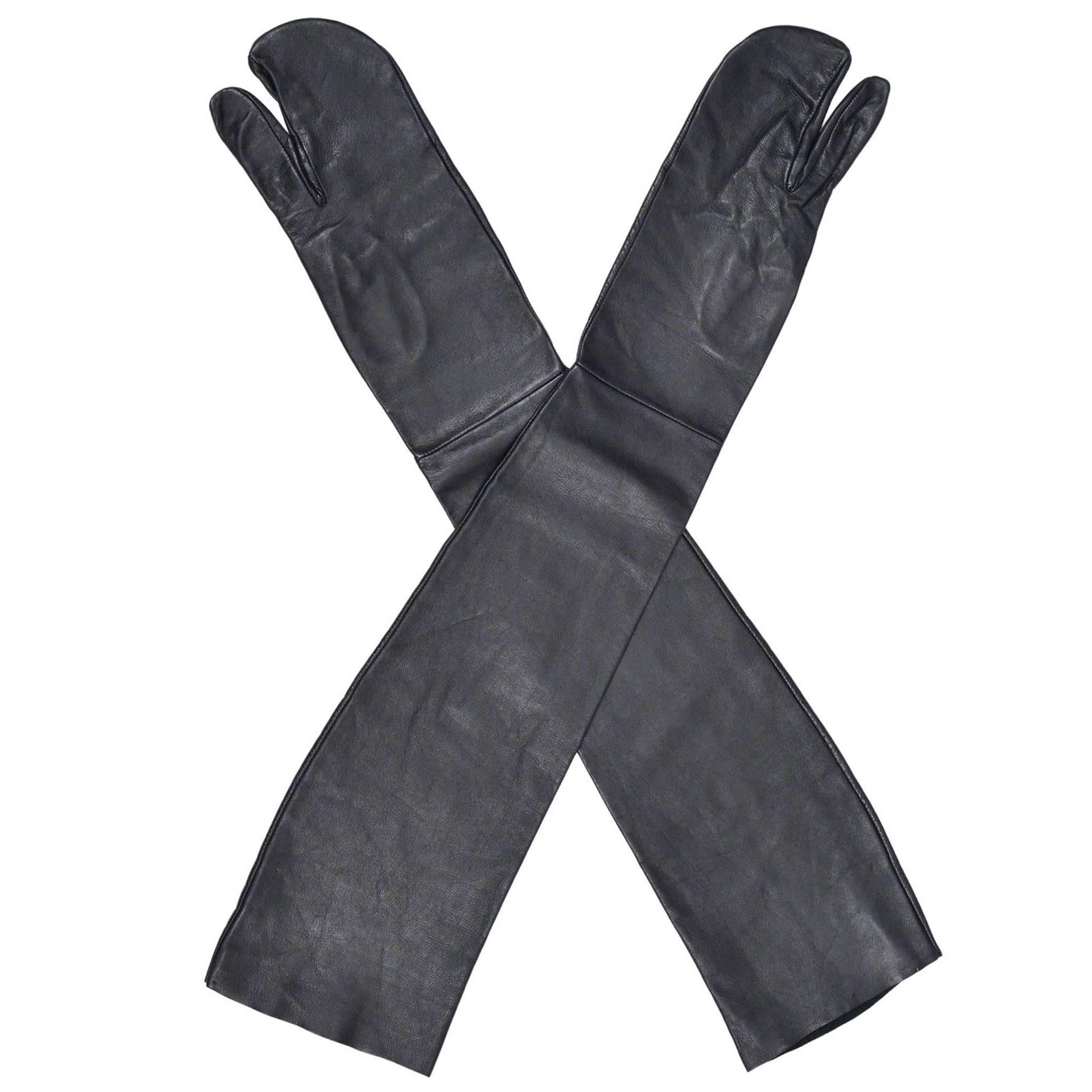 Maison Martin Margiela Black Leather Tabi Gloves