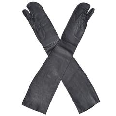 Maison Martin Margiela Gants Tabi en cuir noir