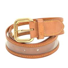 Retro Louis Vuitton Clear Vinyl x Brown Cowhide Leather Belt Size 80