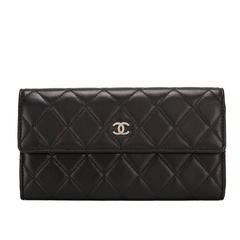 Chanel Black Lambskin Classic Quilted Flap Wallet