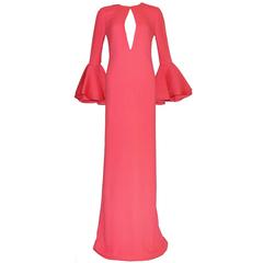 Glamouröses Abendkleid aus Seide von Gucci mit Schlüssellochkoralle