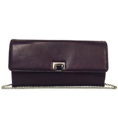 Tiffany & Co. Aubergine Leather Piper Convertible Clutch Above Excellent