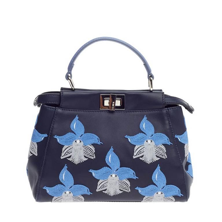 Fendi Peekaboo Embroidered Leather Mini