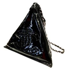 Vintage Extremely Rare Chanel Black Triangle Purse - 1980's