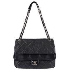 New CHANEL Black Lagerfeld Calfskin "IN THE MIX" Jumbo Double Flap Bag S/S 2012