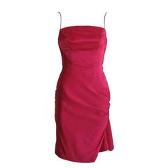 1950s Mr. Blackwell Custom Fuschia Satin Bustle Dress 9