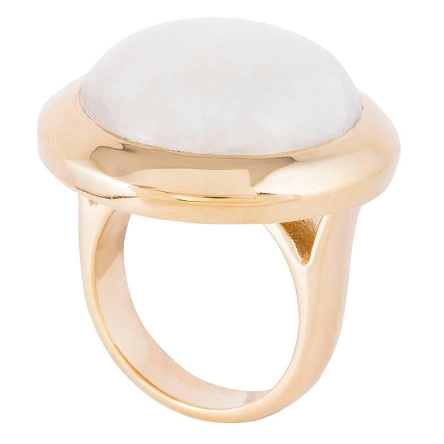 Mateo/Brown Kate Ring  18k Yellow Gold Vermeil and Rainbow Moonstone For Sale