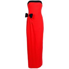 Vintage Valentino Timeless Silk Red Bustier Dress. 