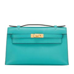 Hermes Blue Paon Swift Mini Kelly Pochette