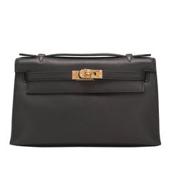 Hermes Black Swift Mini Kelly Pochette NEW