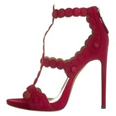 Alaia NEW & SOLD OUT Red Suede Cage Raised Ball Sandals Heels in Box