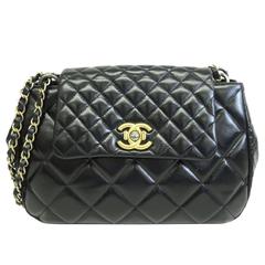 Chanel RARE Black Quilted Leather Dome Gold Chain Flap Shoulder Bag in Box Chanel RARE Black Quilted Leather Dome Gold Chain Flap Shoulder Bag in Box