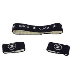 Chanel Navy and White Sweatband Set