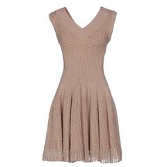 Alaia NEW & SOLD OUT Nude Knit V-Neck Sleeveless A-Line Skater Day Dress