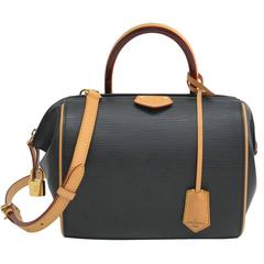 Louis Vuitton Limited Edition Black Leather Tan Top Handle Satchel Shoulder Bag