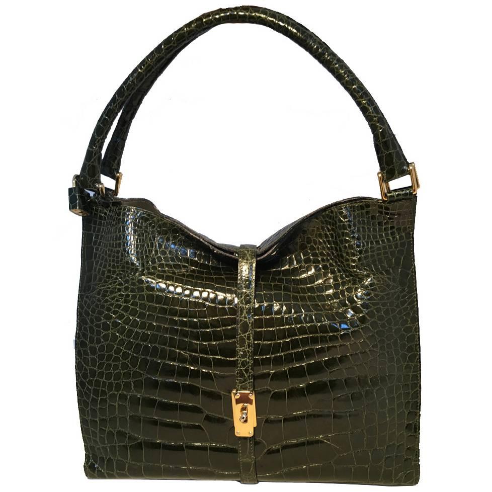 Vintage Titti Dell'acqua Green Alligator Shoulder Bag