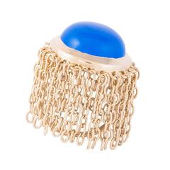 Mateo/Brown Muna Ring Blue Chalcedony