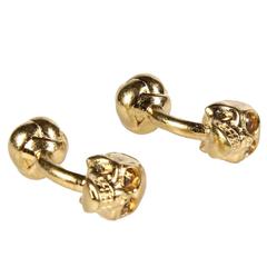 Alexander McQueen NEW & SOLD OUT Gold Crystal Skull Head Men's Cufflinks in Box