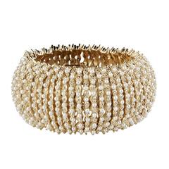 Givenchy NEW & SOLD OUT Gold Pearl Bead Bangle Cuff Bracelet in Box