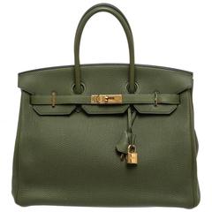 Hermes Canopee Green Togo Leather Birkin 35cm Handbag GHW