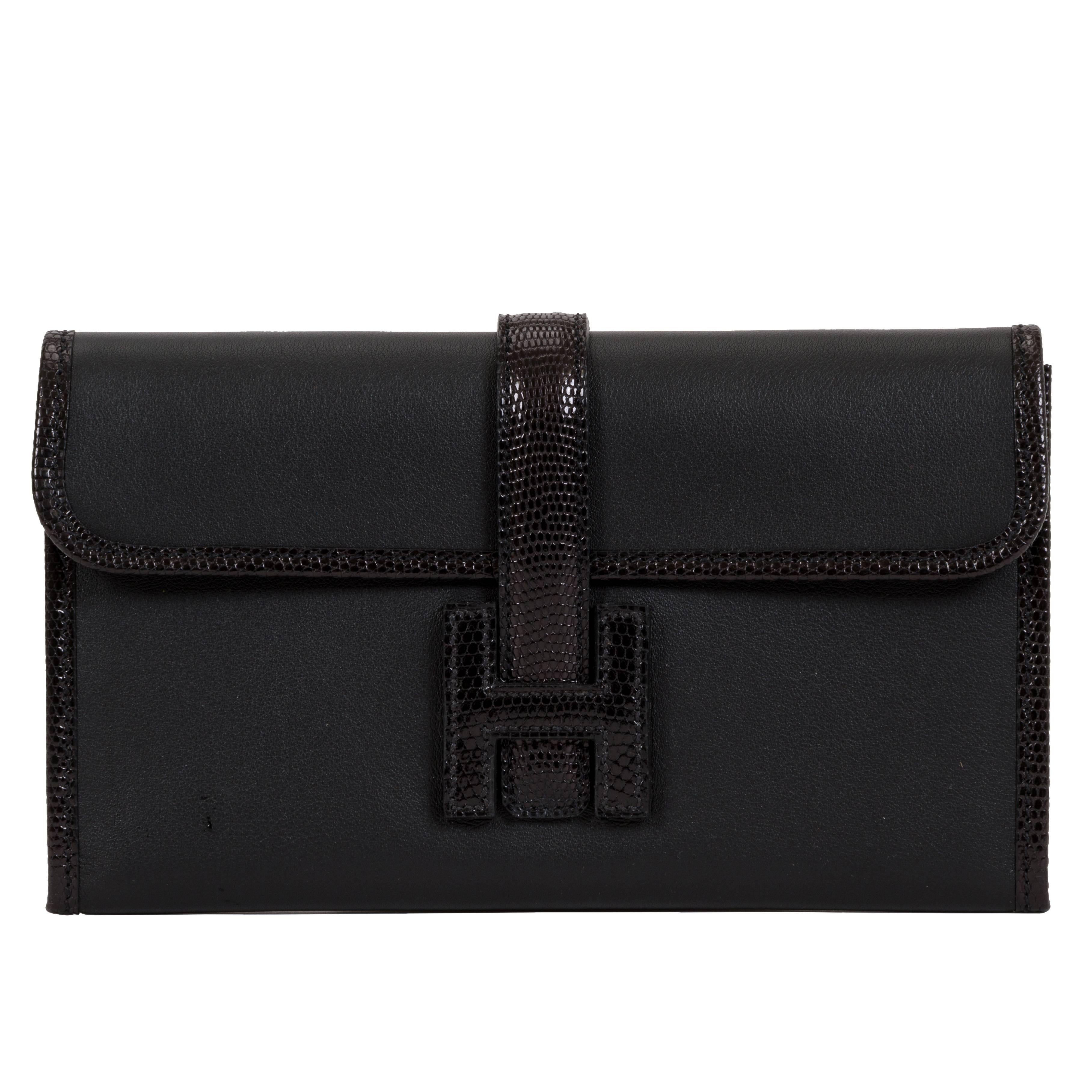 Jige leather clutch bag Hermès Black in Leather - 24255410
