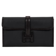 Hermès Black Lizard & Swift Jige Clutch Bag 4