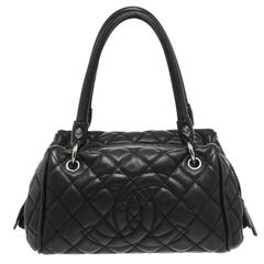 Chanel Navy Quilted Caviar Double Handle Shoulder Bag