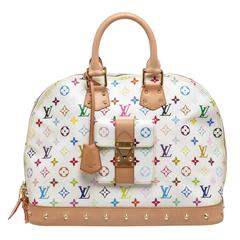 Louis Vuitton White Multicolor Alma GM Satchel Handbag