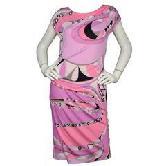 Emilio Pucci Pink and Lavender Printed Dress Sz 10