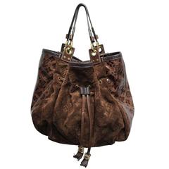 Louis Vuitton Irene Espresso Suede Patent Leather Limited Edition Large Handbag