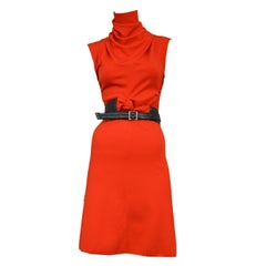 Alaia Red & Black Leather Wrap Dress
