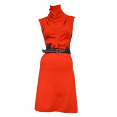 Alaia Red & Black Leather Wrap Dress