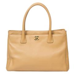 Chanel Cerf Tote Beige Grained Leather