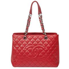 Chanel Grand Shopper Tote Red Quilted Caviar