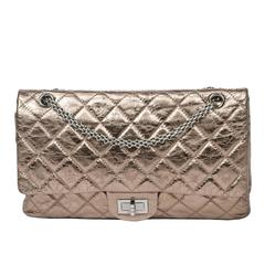 Chanel Reissue Jumbo Double Flap Metallic Pewter Distressed Leather