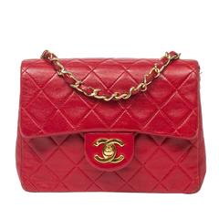 Chanel Classic Mini Flap Bag Red Quilted Leather