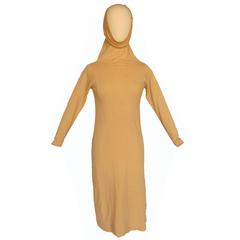 Bonnie Cashin Cashmere Knit Dress with Funnel Neck Madonna Hood Sz M VTG 70s 2