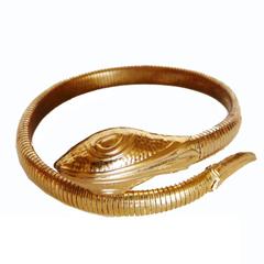 Unique Coiled Serpent or Snake Bracelet 1970s 1