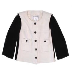 Chanel Spring 2015 Jacket - 4/6 - 38 - White Black Navy Tweed CC Logo Chat Chain