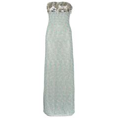 Missoni Metallic Blue Crochet Knit Corset Evening Gown 3