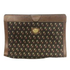 Retro Gucci brown toiletry clutch pouch with all over horsebit print