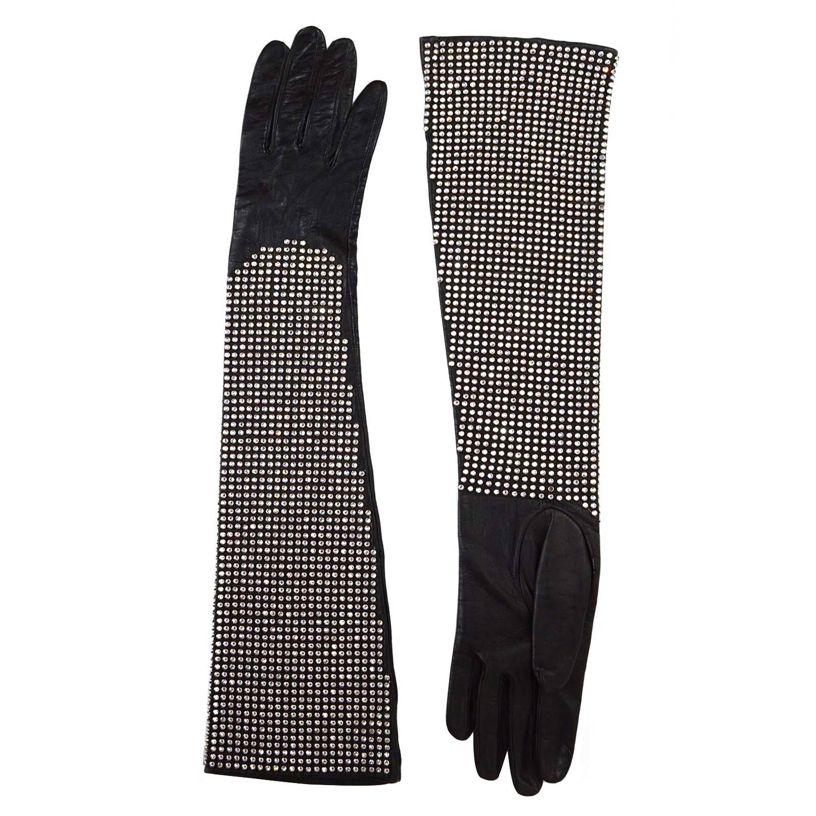 Sermoneta Black Leather Studded Gloves sz 7 rt. $3, 000