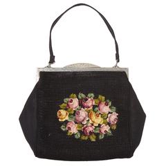 Exceptional Hallmarked 1937 Sterling Silver & Marcasite Tapestry Needlework Bag 3